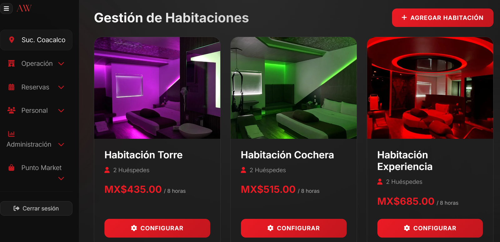 Sistema SQADRA - gestión de habitaciones